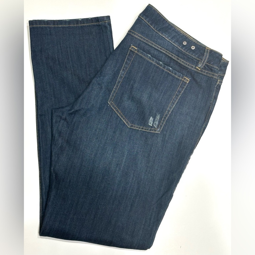 CABI Jeans Womens Size 14 Slim Boyfriend Fit Denim Distressed Dark Wash 3045 - Picture 10 of 13